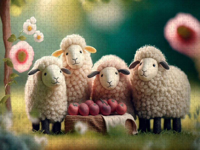 Nourrir les moutons - Puzzle photo CALVENDO 