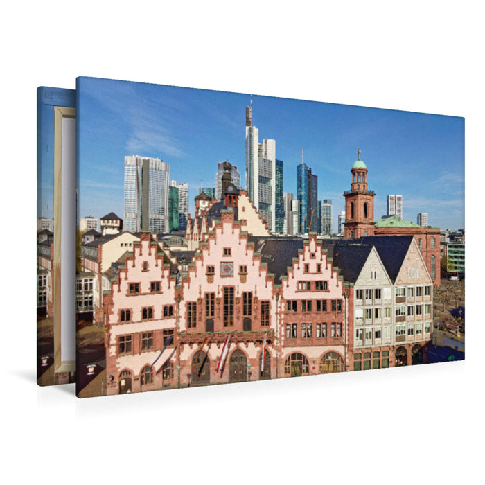 Premium Textil-Leinwand Legendärer Rathausbalkon auf dem Römerberg