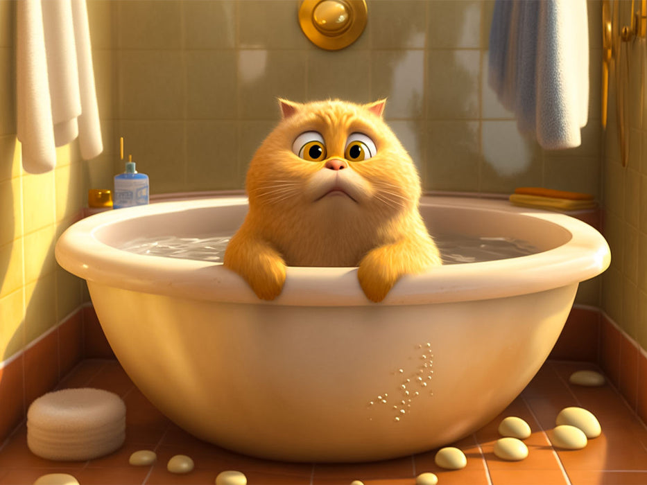 Chaton dans la baignoire - Puzzle photo CALVENDO 