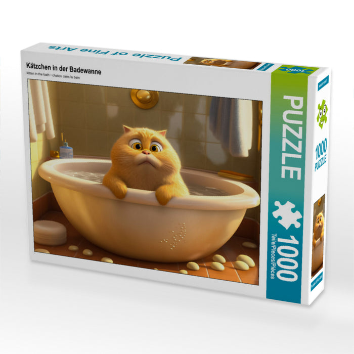 Chaton dans la baignoire - Puzzle photo CALVENDO 
