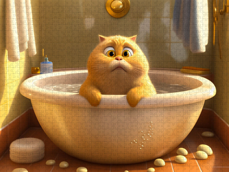 Kätzchen in der Badewanne - CALVENDO Foto-Puzzle