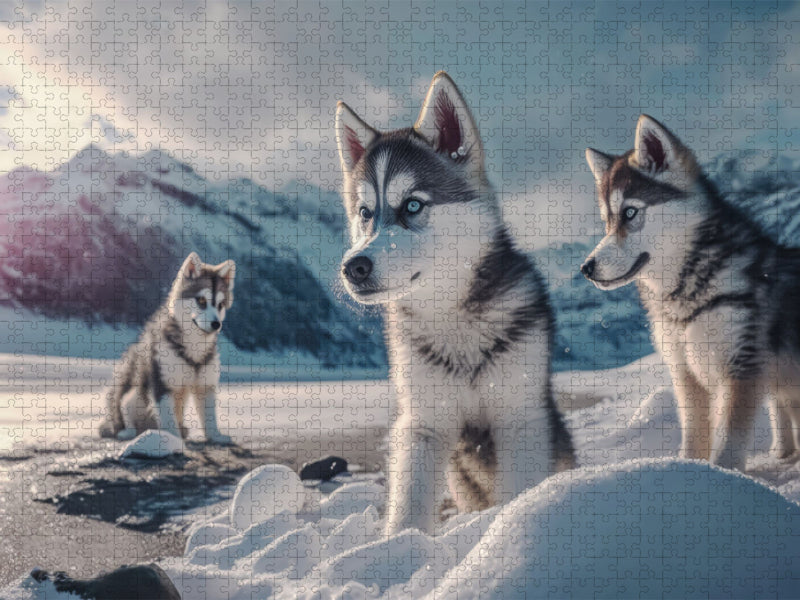 Junge Huskywelpen - CALVENDO Foto-Puzzle'