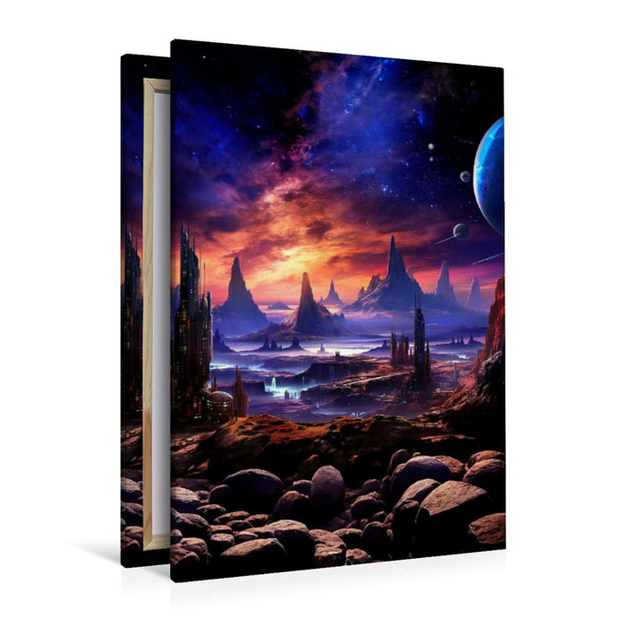 Premium textile canvas A wide view of the landscape of an alien planet 