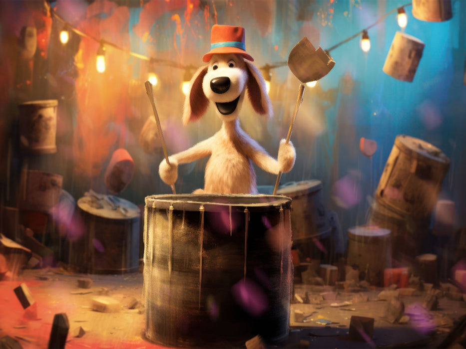 Balou le chien joue du tambour - Puzzle photo CALVENDO' 