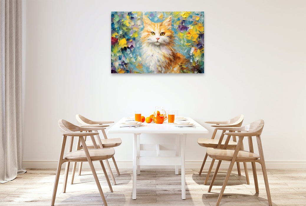 Premium textile canvas kittens in the style of modern art 