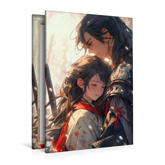 Premium textile canvas Until we meet again - Samurai lovers in manga style 