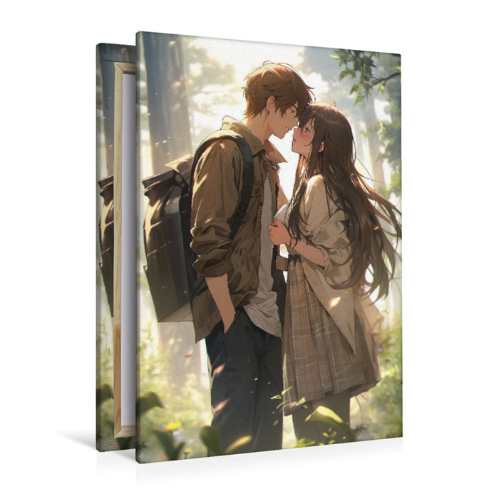 Premium textile canvas Manga lovers - approaching in the forest 
