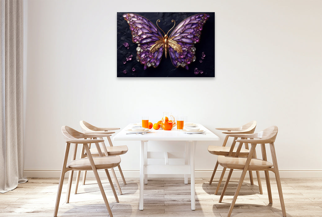 Premium textile canvas amethyst jewel of a butterfly 