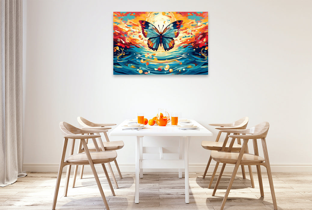 Premium textile canvas Colorful butterfly before sunset 