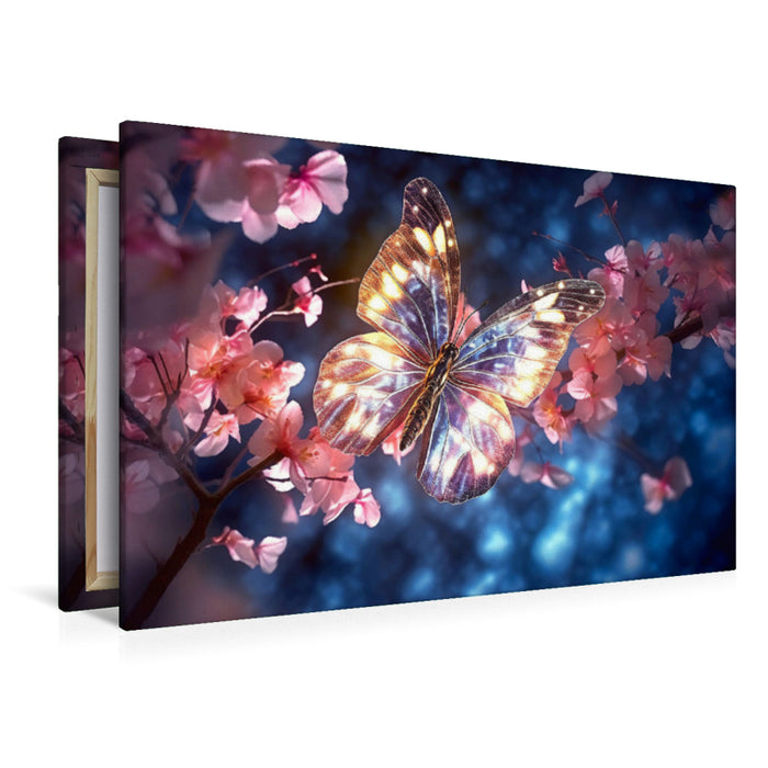 Premium textile canvas Crystalline glow of a butterfly on a branch 