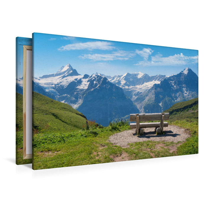 Premium Textil-Leinwand Rastbank Grindelwald First