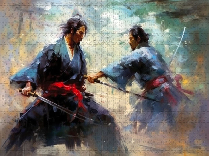 Entraînement au combat de deux samouraïs - Puzzle photo CALVENDO' 