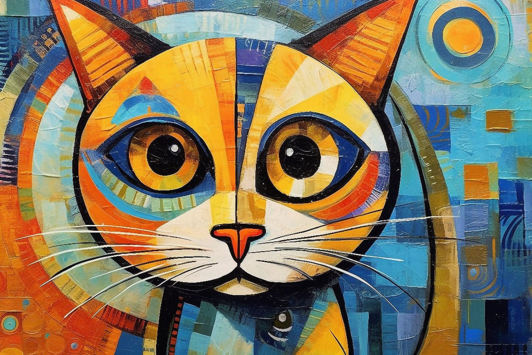 Premium Textil-Leinwand Katze Im Stil von Pablo Picasso