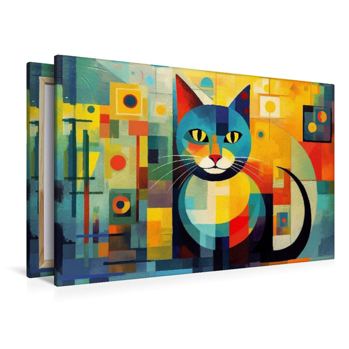 Premium Textil-Leinwand Katze Im Stil von Wassily Kandinsky