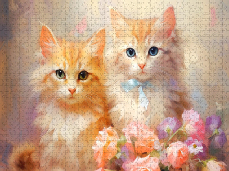 Chatons mignons avec noeud - Puzzle photo CALVENDO' 