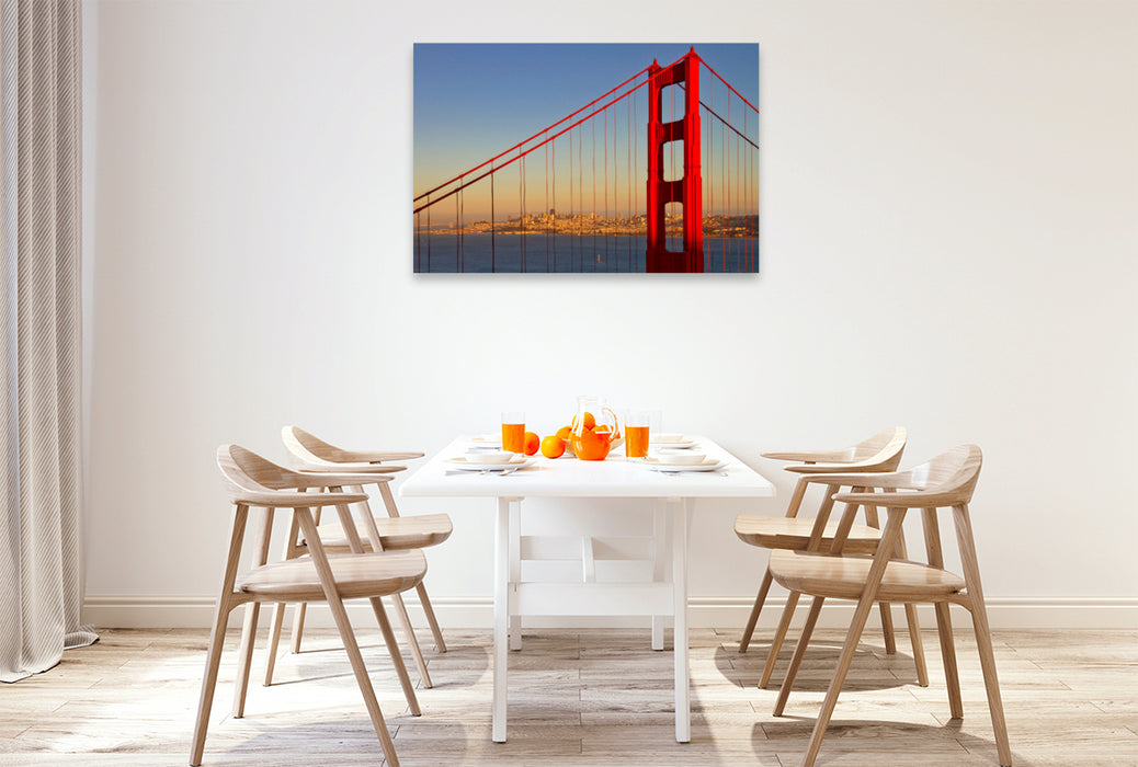 Premium Textil-Leinwand SAN FRANCISCO Golden Gate Bridge