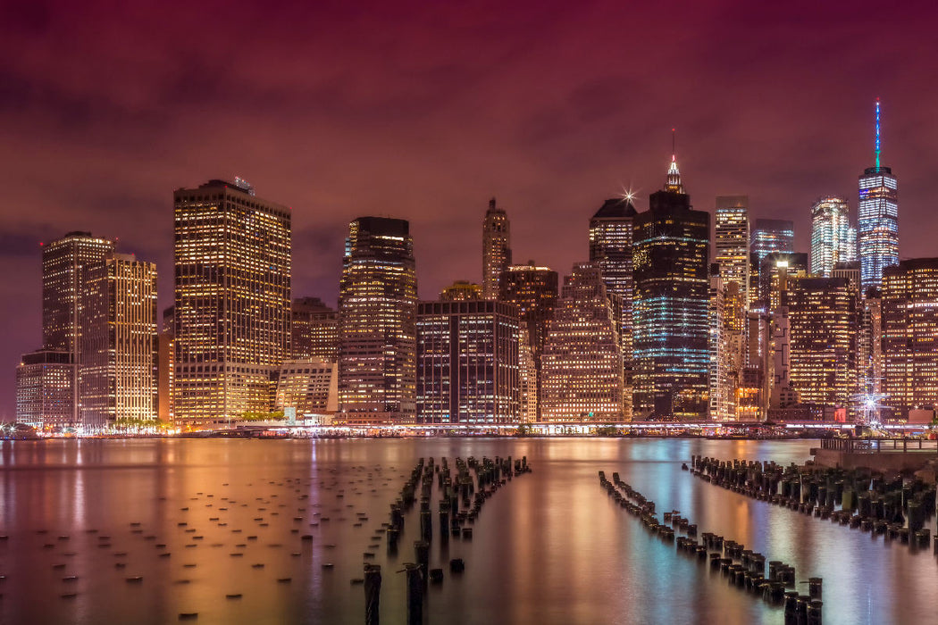 Premium Textil-Leinwand NEW YORK CITY Impression bei Nacht