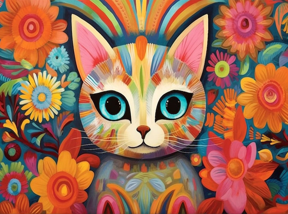 Katze Im Stil von Frieda Kahlo II - CALVENDO Foto-Puzzle'