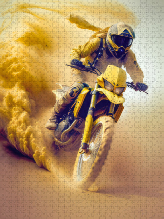 Course de moto dans le désert - Puzzle photo CALVENDO' 