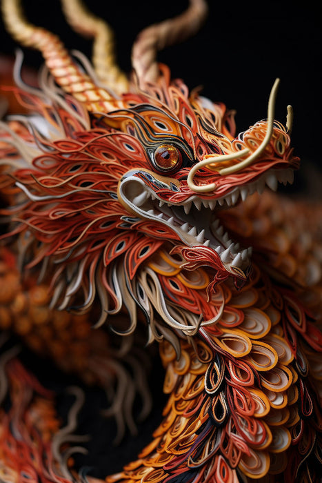 Portrait de dragon en toile textile premium 