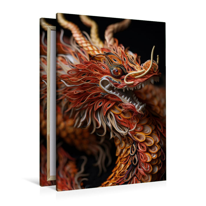 Portrait de dragon en toile textile premium 