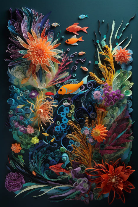 Premium Textil-Leinwand Buntes Aquarium