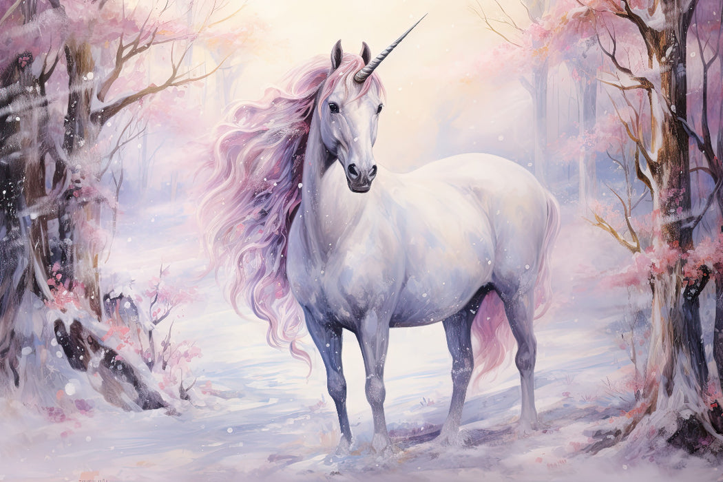 Premium textile canvas unicorn with blowing mane 