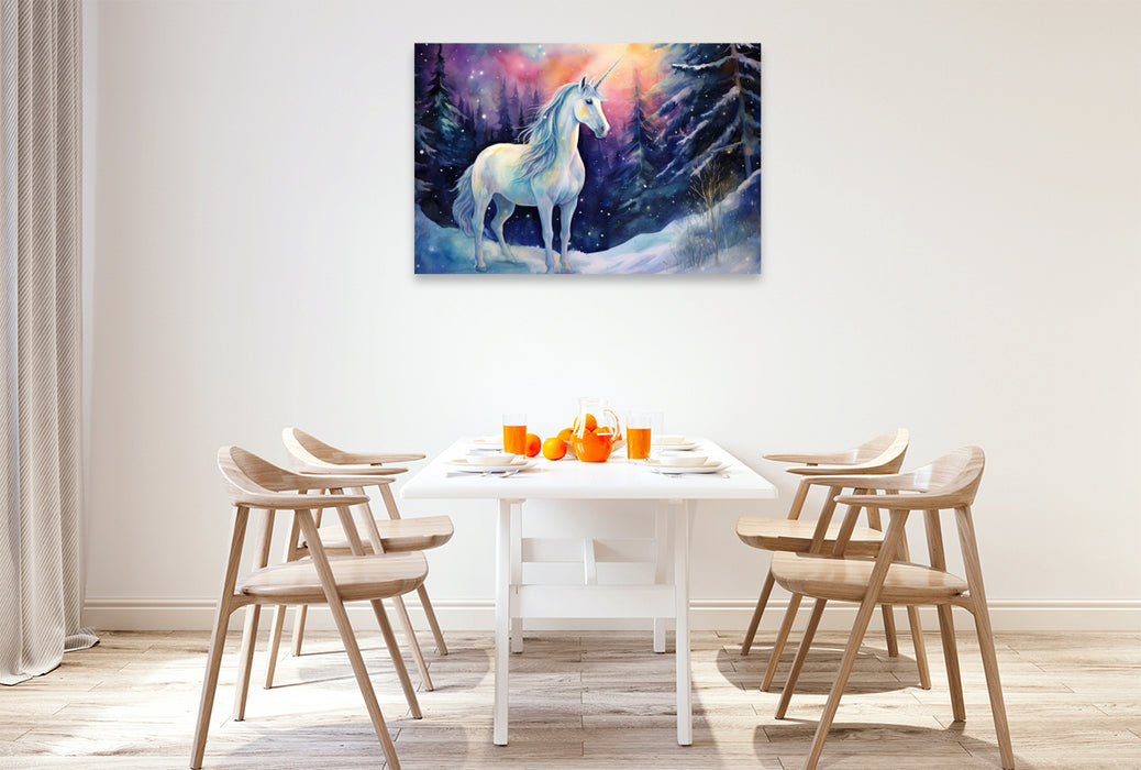 Premium textile canvas unicorn in the moonlight 