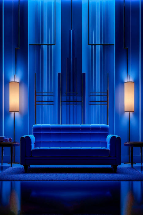 Premium Textil-Leinwand Sitzmöbel - ein Spiel mit der Farbe blau