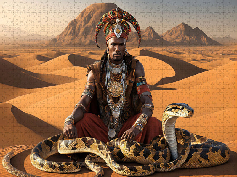 Geheimnisvoller Schlangenbeschwörer in der Wüste - CALVENDO Foto-Puzzle'