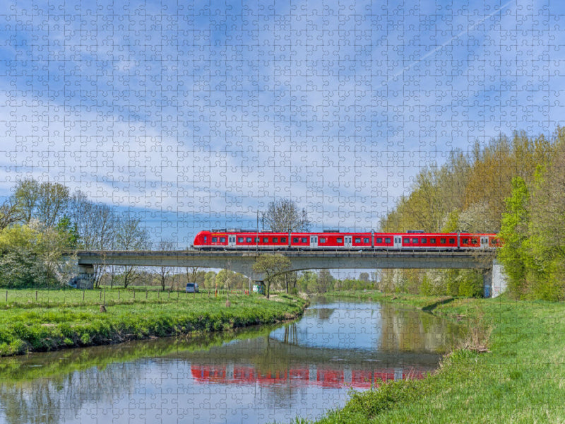 Eisenbahnbrücke zwischen Baal und Brachelen - CALVENDO Foto-Puzzle'