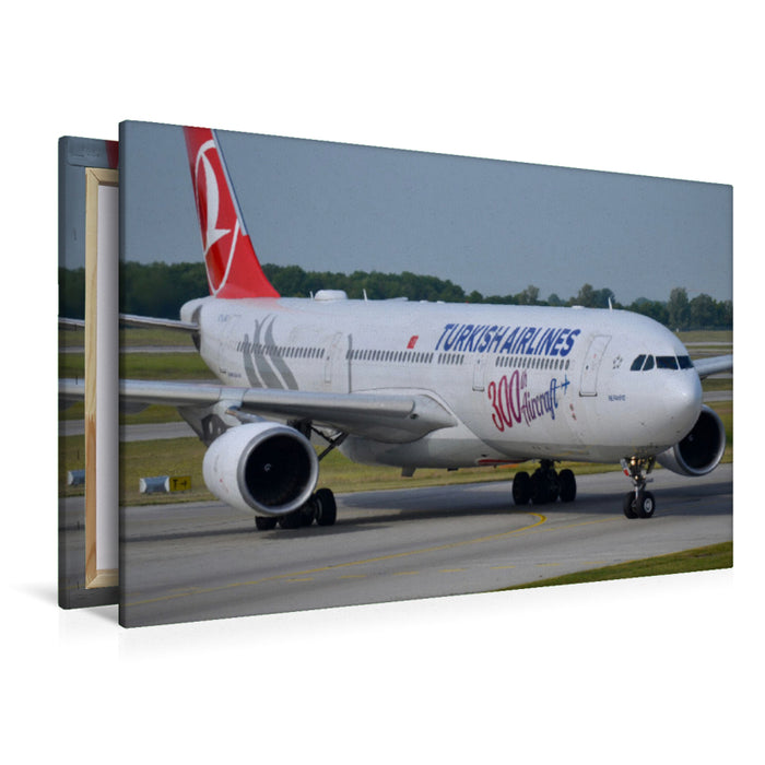 Premium Textil-Leinwand Turkish Airlines A330-303 (TC-LNC) at Munich Airport (MUC/EDDM)