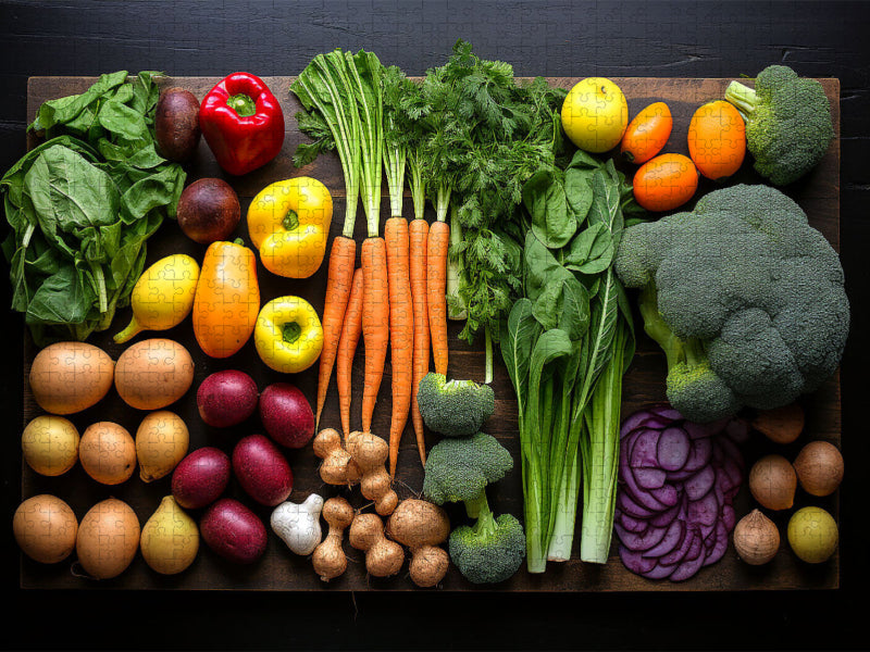Gemüse - ordentlich angerichtet auf einem Brett - CALVENDO Foto-Puzzle'