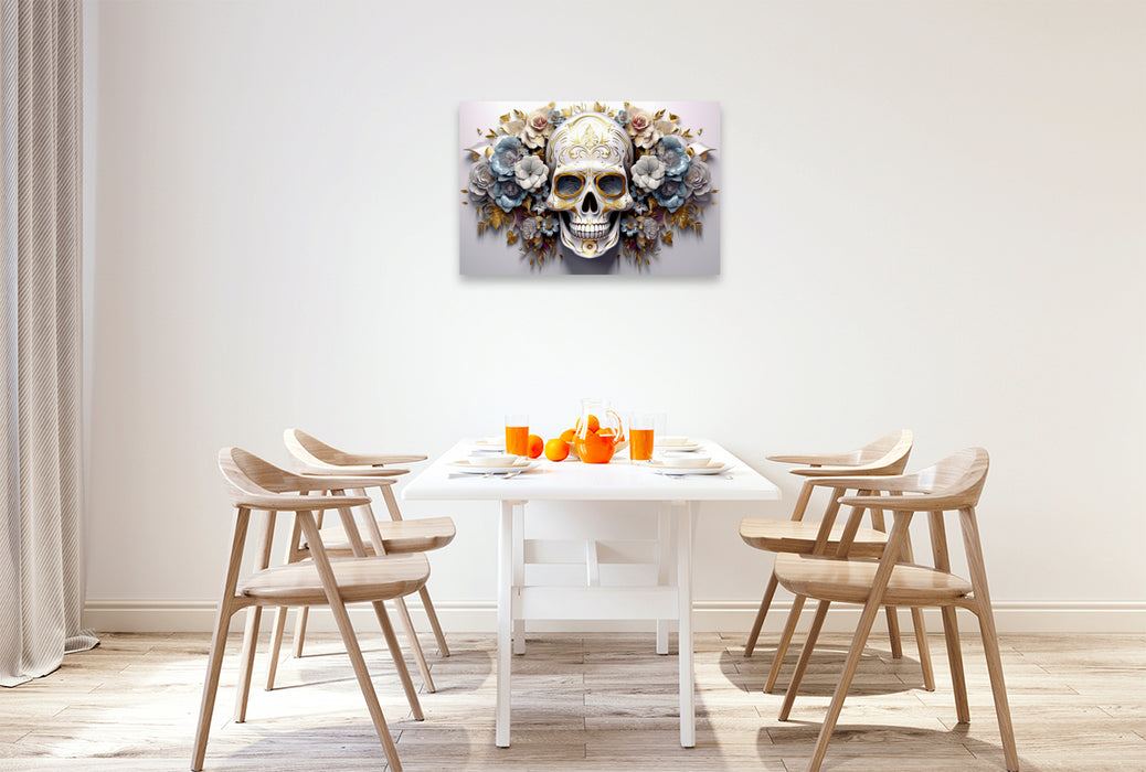 Premium Textil-Leinwand Ein Motiv aus dem Kalender Skull Flower - Totenkopf ART