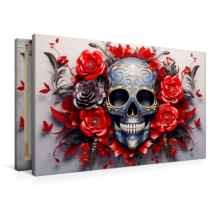 Premium Textil-Leinwand Ein Motiv aus dem Kalender Skull Flower - Totenkopf ART