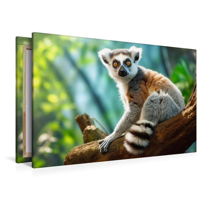 Premium Textil-Leinwand Katta Lemur