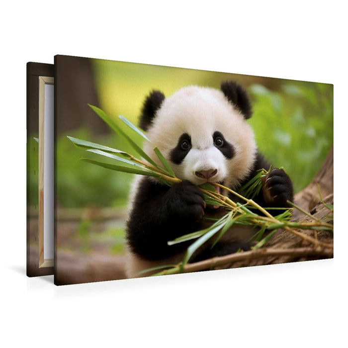 Premium Textil-Leinwand Panda Jungtier