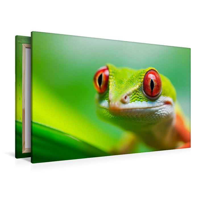 Premium Textil-Leinwand Gecko Portrait