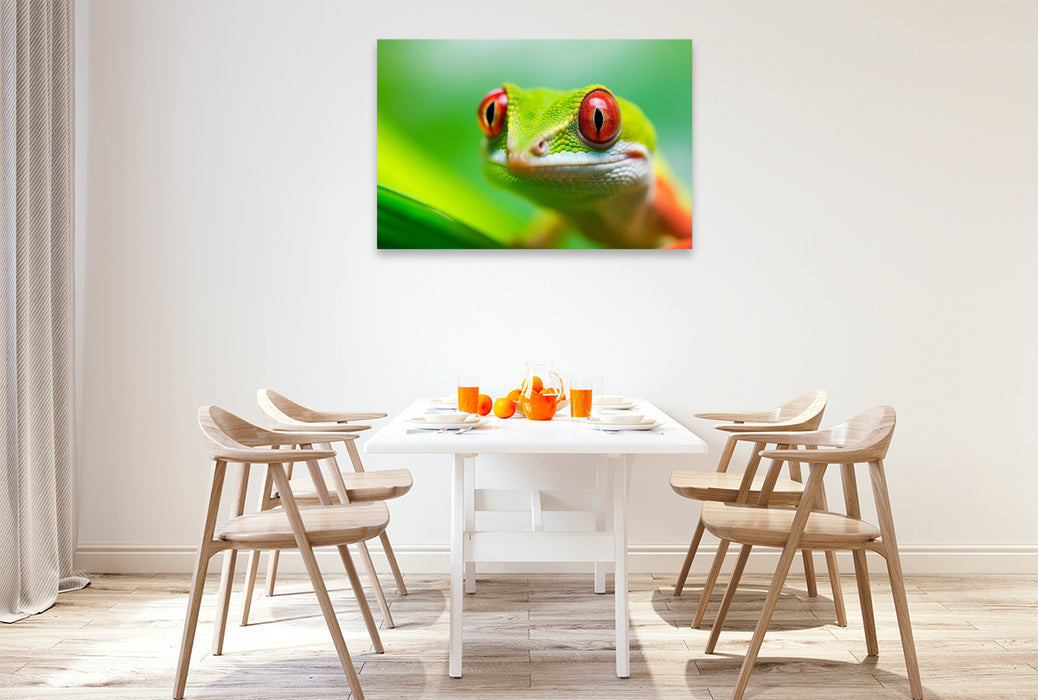 Premium Textil-Leinwand Gecko Portrait