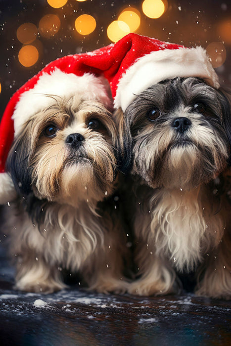 Toile textile premium Shih Tzu, quand viendra-t-il enfin le Père Noël 