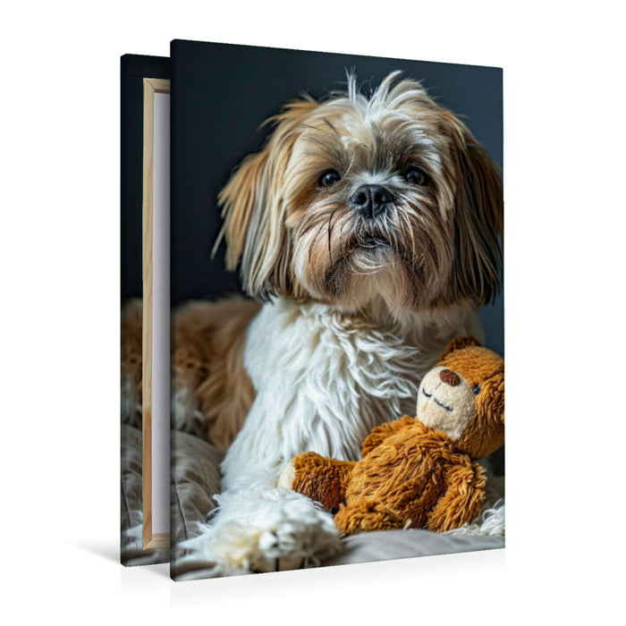 Premium Textil-Leinwand Shih Tzu, mein Lieblingsspielzeug