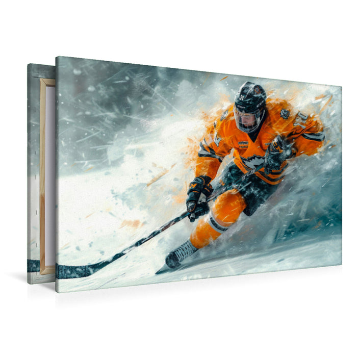 Premium Textil-Leinwand Eishockey, Schlittschuhläuferische Geschicklichkeit