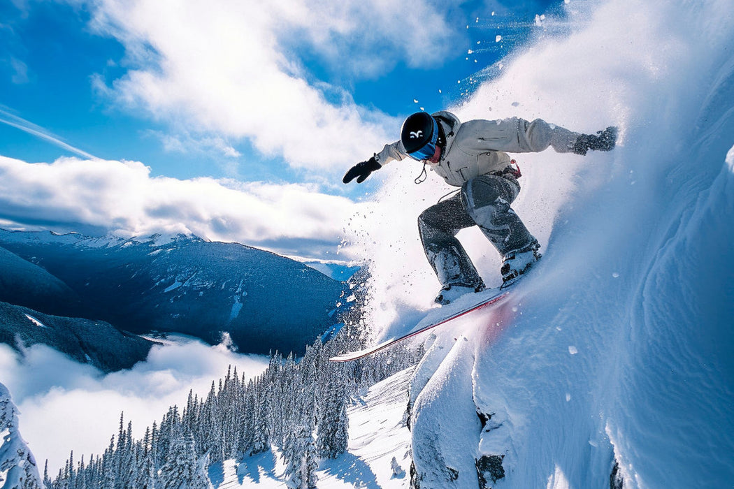Premium Textil-Leinwand Snowboarden, Freeride