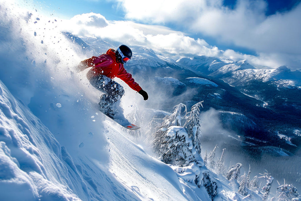 Premium Textil-Leinwand Snowboarden, atemberaubend