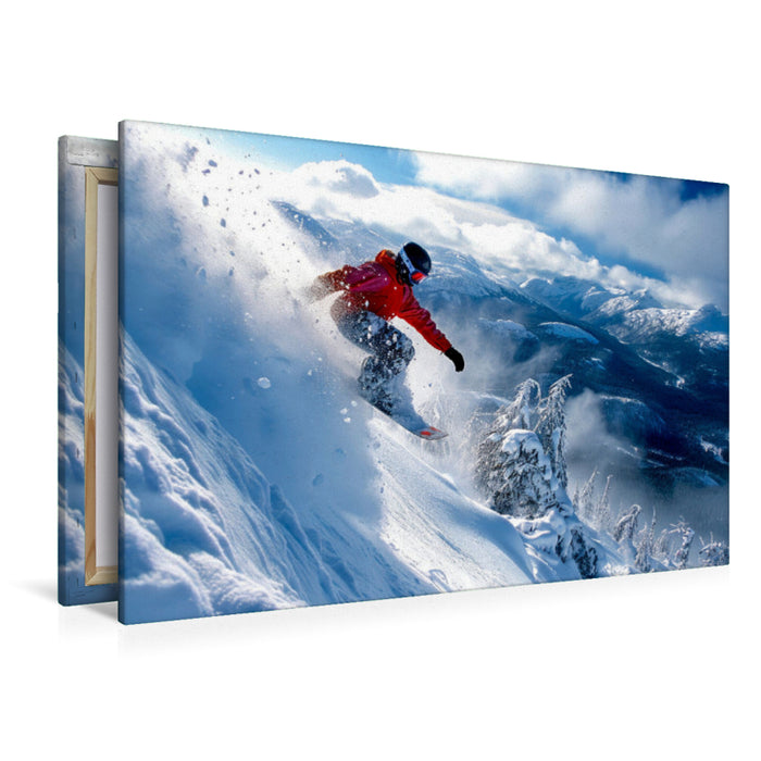 Premium Textil-Leinwand Snowboarden, atemberaubend