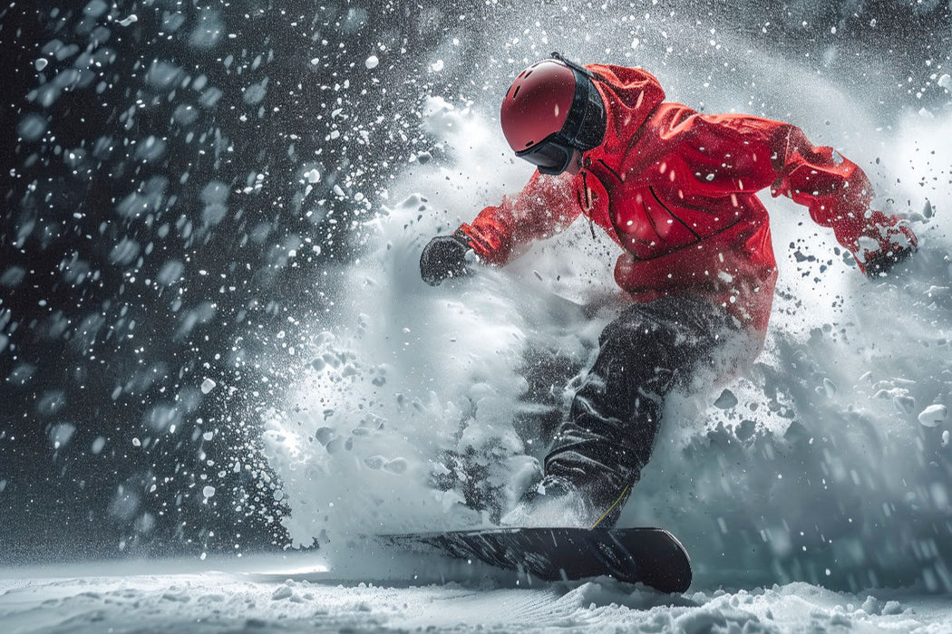 Premium Textil-Leinwand Snowboarden, perfekte Drehung