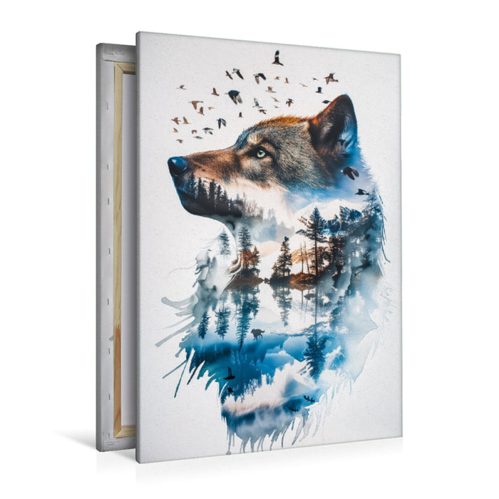 Premium Textil-Leinwand Wolf