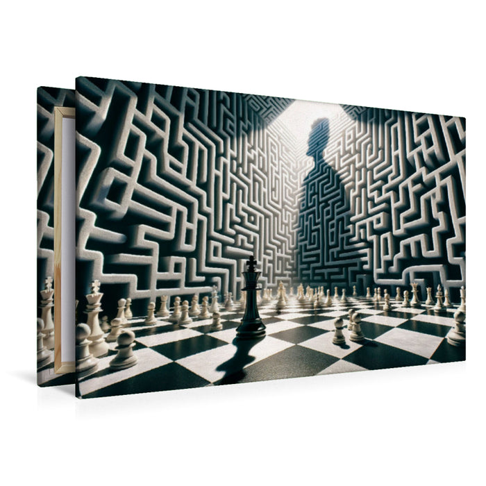 Premium Textil-Leinwand Labyrinth des Geistes: Schachmatt im Irrgarten der Entscheidungen