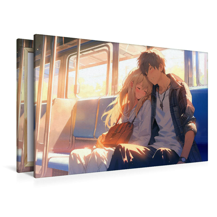 Premium textile canvas I can rely on you - couple in manga style 