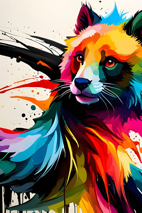 Premium textile canvas colorful fox 
